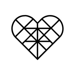 Geometric heart shape with intersecting lines forming a grid pattern inside the outline shape design