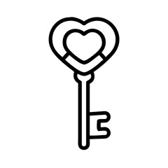 A decorative key with a heart shaped head and a smaller heart inside the larger heart shaped head design