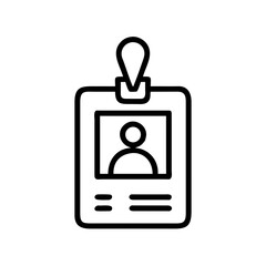 Outline drawing of an identification badge with a person's image and some text shown clearly here