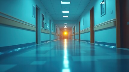 Obraz premium Hospital Corridor: A Sterile Serenity