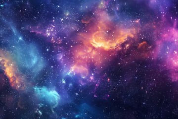 Colorful cosmic nebula and stardust background, vibrant galaxy illustration, space scene wallpaper