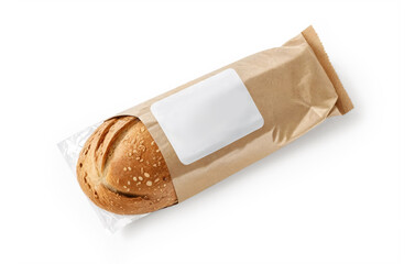 Blank craft plastic pack with bread mockup, ai generated