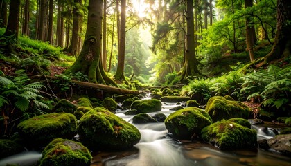 Lush forest stream