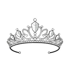 Vector illustration of diamond tiara luxury style on white background, royal accessory