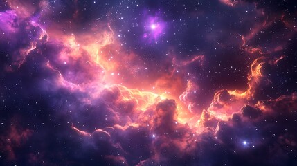 Naklejka premium Exploring a Vibrant Nebula Cosmic Cloud of Stars and Galactic Dust