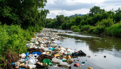 Pollution in River Due to Plastic Waste and Environmental Damage