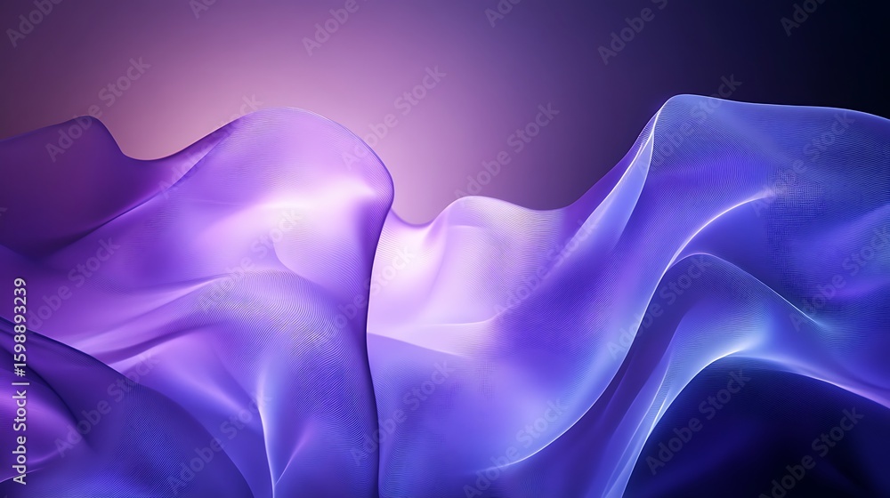 Poster abstract fabric flowing with purple and white gradient background texture