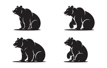 Naklejka premium Four silhouetted bears in various poses for wildlife or hunting related design projects