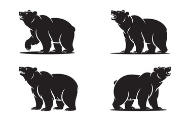 Naklejka premium Powerful black bear silhouettes in various poses ready to be used for hunting and outdoors designs