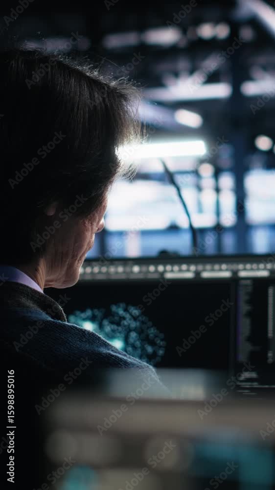 Poster vertical video programmer in data center coding with generative ai assistance. it professional lever