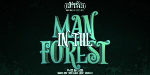 Horror editable text effect, customizable forest and night 3d font style