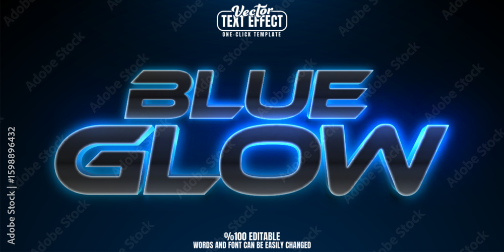 Poster neon editable text effect, customizable glow and shiny 3d font style