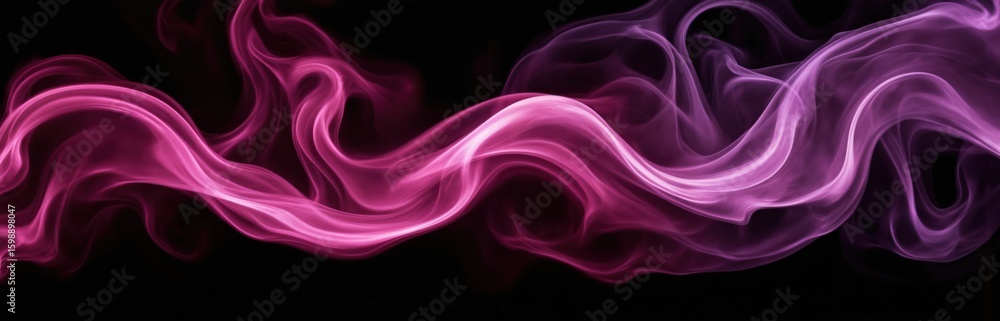 Poster elegant deep hued smoke waves with vibrant texture flow dynamically against black background. abstra