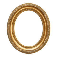 Obraz premium Ornate oval gold picture frame with decorative carvings isolated on a transparent background image