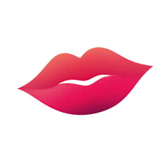 Pink and red gradient lips with a subtle curve on black background isolated on a transparent background