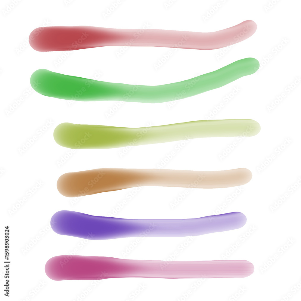 Poster abstract watercolor brush strokes in various colors arranged horizontally on a black background on t