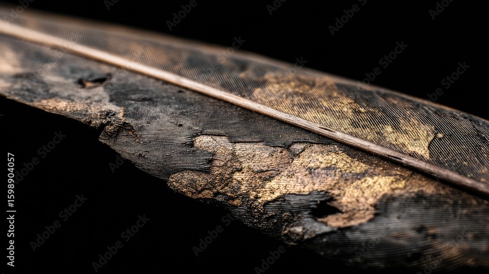 Poster close-up view of a textured bird feather.