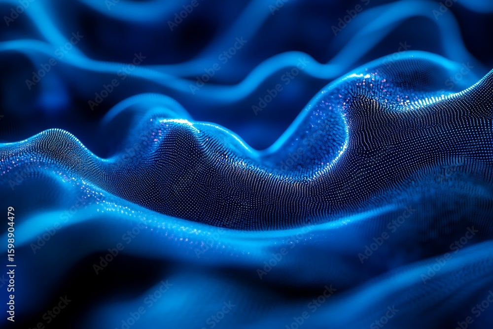 Poster abstract blue waves background with dotted texture and soft lighting effect