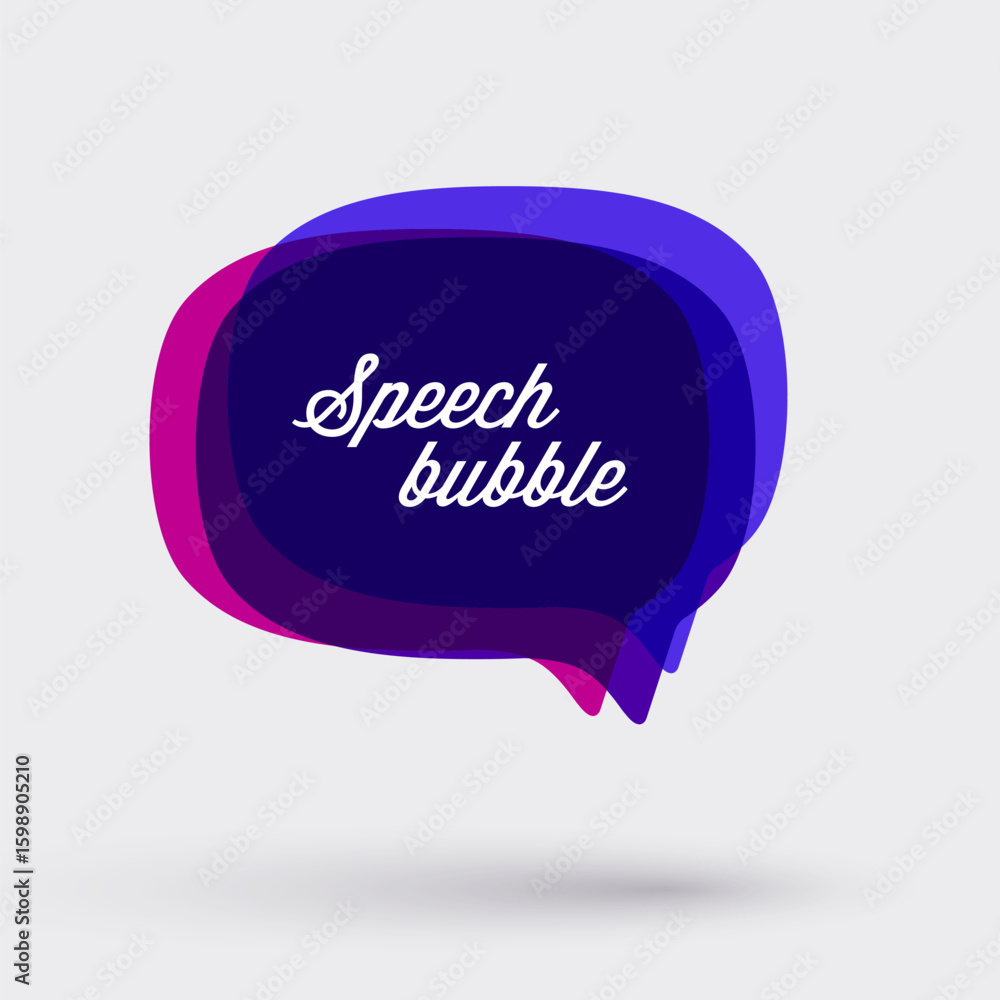 Poster abstract illustration with colorful dialog speech bubble and text on white background. communication