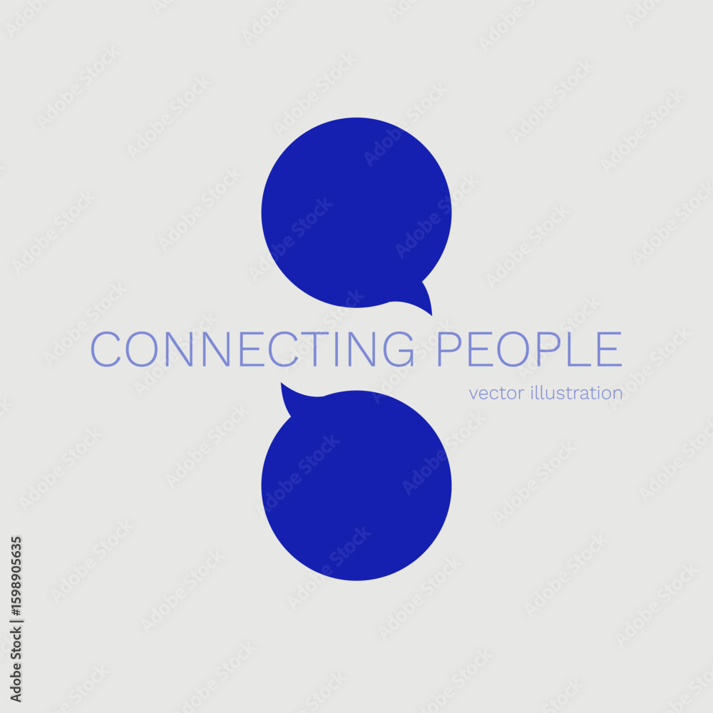 Poster abstract illustration with colorful dialog speech bubbles and text on white background. communicatio
