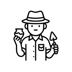 line icon archaeologist vector on white background
Vector line icon on white background