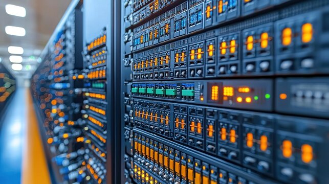 Data Center Server Room: Network Technology Infrastructure