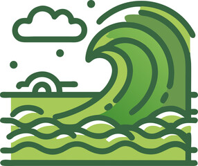 Large wave icon, tsunami or ocean disaster symbol
