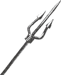 Trident retro y2k stipple design weapon halftone brutalist urban vector png with clear background, sea 2000s photocopy grunge tattoo gen z effect