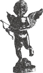 Fototapeta premium Cupid retro y2k stipple design cupcake halftone brutalist urban vector png with clear background, love 2000s photocopy grunge tattoo gen z effect