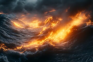 Dramatic Encounter of River and Sea Waves, Coastal Landscape, Nature Photography, Majestic View, Dynamic Environment