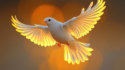 Fototapeta premium Serene White Dove in Golden Sunset