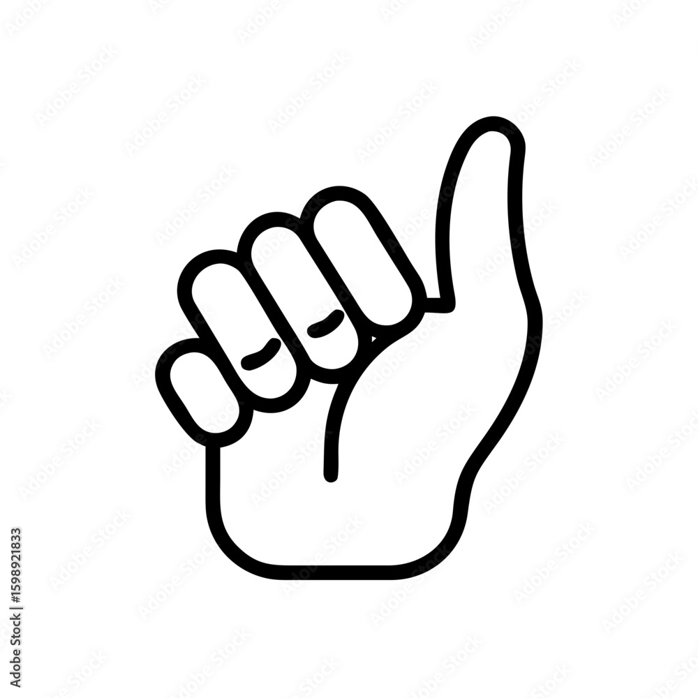 Fototapete outline drawing of a hand with thumb extended upward in a simple graphic representation style