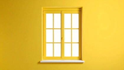 Obraz premium A yellow window on a yellow wall