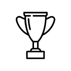 Simple outline drawing of a trophy with handles sitting on a rectangular base design element for awards