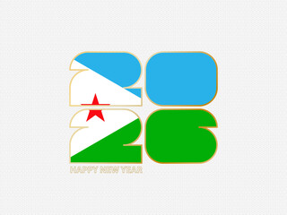 Abstract numbers 2026 with flag of Djibouti.