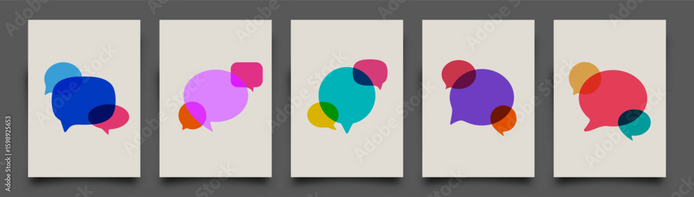 Poster set of speech bubbles. communication symbols, blank empty bubbles vector design elements. dialogue b
