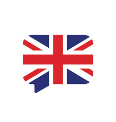 United Kingdom Flag Speech Bubble. British english language design logo and icon. Vector Illustration.