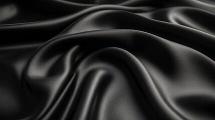 Fototapeta premium A Close-Up View of Luxurious Black Satin Fabric Showing Its Smooth, Glossy Texture and Elegantly Draped Forms