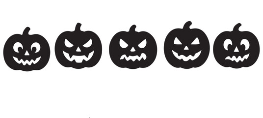 Funny Halloween pumpkin silhouette collection. Vector illustration isolated on a white background