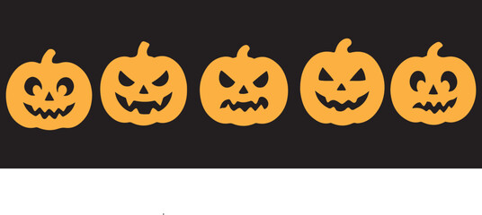 Funny Halloween pumpkin silhouette collection. Vector illustration isolated on a white background