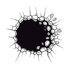 Cracked Wall Texture with Central Hole and Radiating Fractures.
