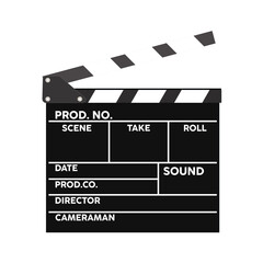 Fototapeta premium Open Clapperboard Icon. Movie Slate Board Vector for Film and Video Production.