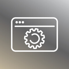 Minimal web development icon with gear inside browser window on gradient background