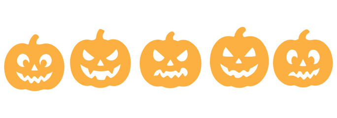 Funny Halloween pumpkin silhouette collection. Vector illustration isolated on a white background