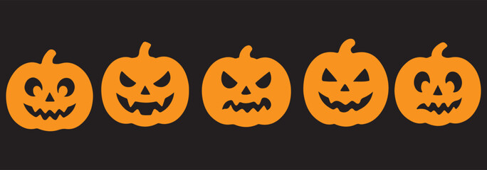 Funny Halloween pumpkin silhouette collection. Vector illustration isolated on a white background