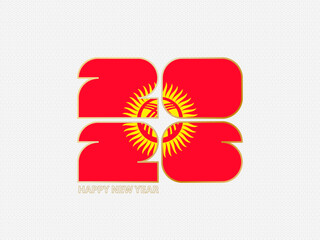Obraz premium Abstract numbers 2026 with flag of Kyrgyzstan.