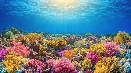 Fototapeta premium Vibrant Underwater Coral Reef Ecosystem
