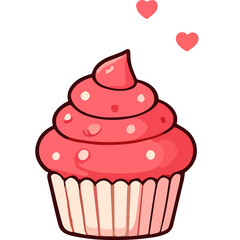 Whimsical cupcake illustration with colorful frosting and clean style, perfect for bakery-themed designs.