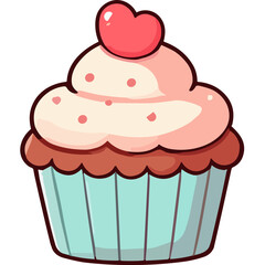 Whimsical cupcake illustration with colorful frosting and clean style, perfect for bakery-themed designs.