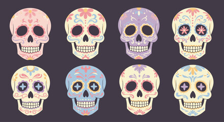 Obraz premium Collection of Colorful Dia de los Muertos Sugar Skulls